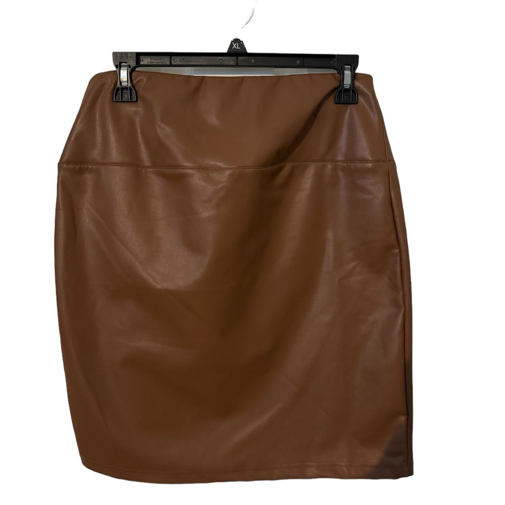 Brown Faux Leather Skirt